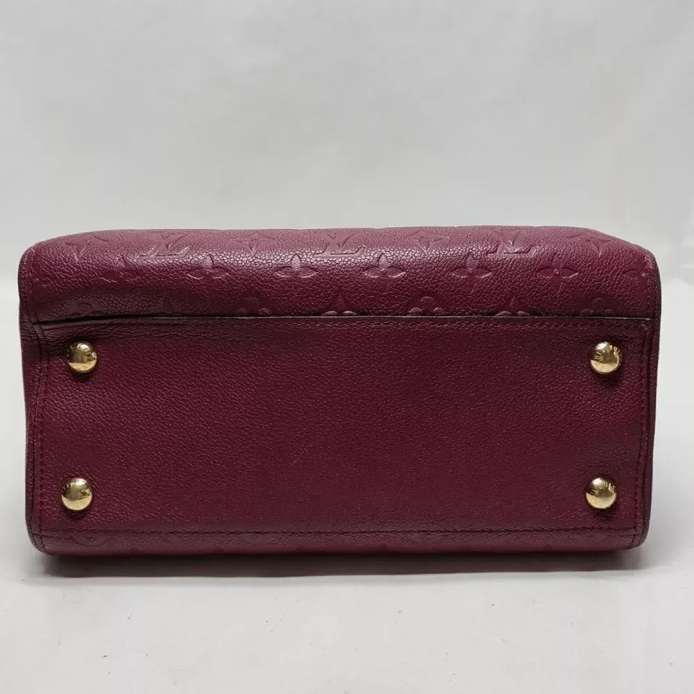 Auth Louis Vuitton Burgundy Monogram Empreinte Leather Trocadero Shoulder Bag NM